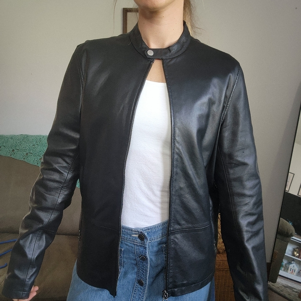 Pretty Green Leather Freeman Jacket Size 4